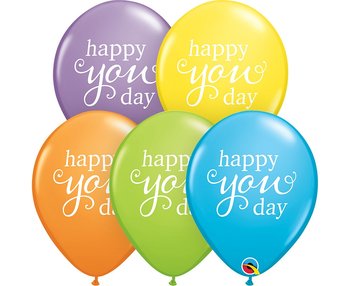 Balon Ql 11" Rnd Pastelowy Z Nadr. Happy You Day, 25 Szt. - Qualatex