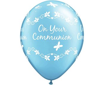 Balon Ql 11" Z Nadr. On Your Communion, Niebieskie / 6 Szt. - Qualatex