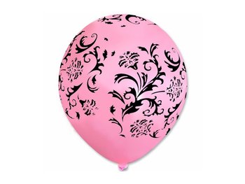 Balon różowy w czarne wzorki - 30 cm - 5 szt. - DP
