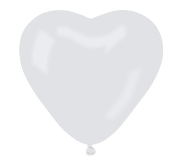 Balon, Serce, 24", biały, 50 sztuk - Gemar