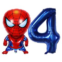BALON SPIDERMAN NA URODZINY AVENGERS URODZINOWY DUŻY 80 CM ZESTAW CYFRA 4
