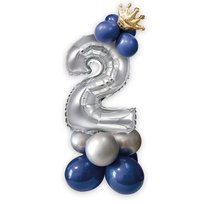 Balon srebrna cyfra z koroną zestaw - 2