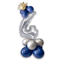 Balon srebrna cyfra z koroną zestaw - 4