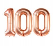 BALON URODZINOWY 100 LAT KAŻDA CYFRA 100CM FOLIOWY RÓŻOWE ZŁOTO URODZINY