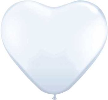 Balony, 10", serca, biały, 6 sztuk - Globos