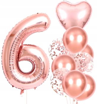 Balony 10Szt Na Szóste Urodziny Różowe Konfetti - Edibazzar