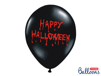Balony, 30 cm, Happy Halloween, Pastel Black, 50 sztuk - PartyDeco