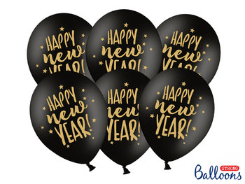 Balony, 30 cm, Happy New Year, Pastel Black, 50 sztuk - PartyDeco