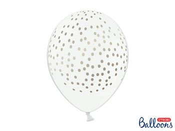 Balony, 30 cm, Kropki, Pastel Pure White, 50 sztuk - PartyDeco
