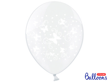 Balony, 30 cm, Motylki, Crystal Clear, 6 sztuk - PartyDeco
