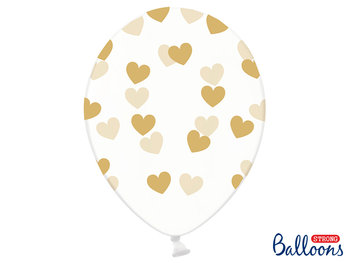 Balony, 30 cm, Serduszka, Crystal Clear, 6 sztuk - PartyDeco