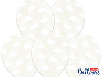 Balony, chmurki, 14", białe, 6 sztuk - PartyDeco