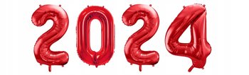 Balony Cyfry 2024 Czerwone Sylwester Nowy Rok 86 Cm Happy New Year - Inna marka