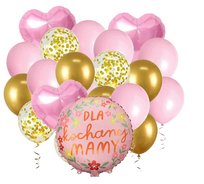 Balony dla Kochanej Mamy bukiet balonów Dzień Matki różowe Serca Urodziny