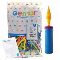 Balony do modelowania Gemar Rurki mix kolorów 100x + pompka MODELINY długie