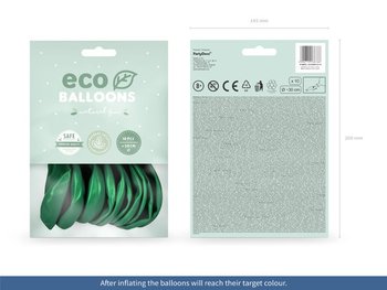 Balony Eco 30cm metalizowane, zielony (10 szt.) - PartyDeco