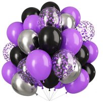 Balony fioletowe czarne na 18stkę Zestaw balonów na Urodziny Halloween Duże