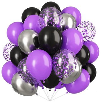 Balony fioletowe czarne na 18stkę Zestaw balonów na Urodziny Halloween Duże - inna (Inny)