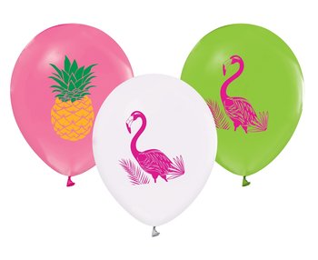 Balony Flamingi i Ananasy, 12", 5 sztuk - Gemar