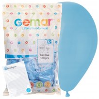 Balony GEMAR BŁĘKITNE 100szt baloniki BABY BLUE na chrzciny wesele urodziny