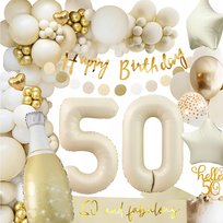 BALONY GIRLANDA BALONOWA 50 ZŁOTA BEŻOWA DEKORACJE URODZINY ŚCIANKA ŁUK