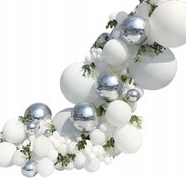 BALONY GIRLANDA DEKORACJA BIAŁY SREBRNY 100 SZTUK