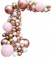 BALONY GIRLANDA DEKORACJA BIEL RÓŻ ZŁOTO 148 SZTUK
