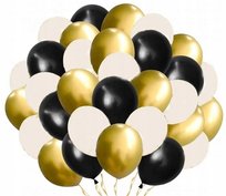 BALONY GIRLANDA DEKORACJA ZŁOTY CZARNY ECRU 100