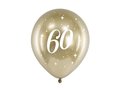 Balony Glossy, nadruk 60, złote, 30 cm, 6 sztuk - PartyDeco