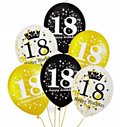 Balony gumowe, 18 urodziny, konfetti, 6 sztuk - PartyPal
