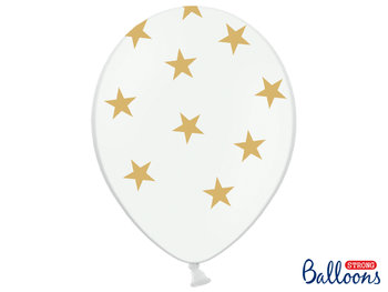 Balony, gwiazdki, 14", biało-złote, 50 sztuk - PartyDeco