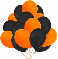 Balony Halloween Zestaw 50 Ozdobnych Balonów Pomarańczowe Czarne Na Imprezę