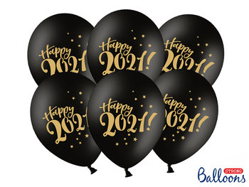 Balony, Happy 2021!, Pastel Black, 30 cm, 6 sztuk