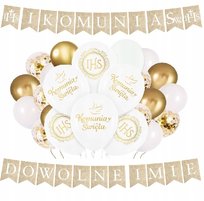 BALONY KOMUNIA BOHO EKO dekoracje na KOMUNIĘ IMIĘ