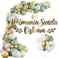 Balony Komunia Łuk Balonowy Dekoracji Kolory Kiwi Personalizowany Imię