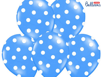 Balony, kropki, 14", niebieskie, 50 sztuk - PartyDeco
