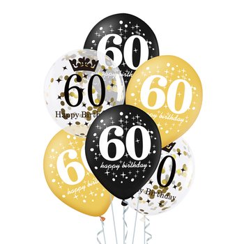 Balony Lateksowe  60 Urodziny Złoto-Czarne - PartyPal