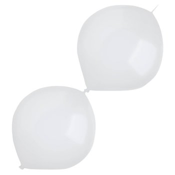 Balony Lateksowe Białe Pastelowe Z Łącznikiem, 30Cm, 50 Szt. - Amscan