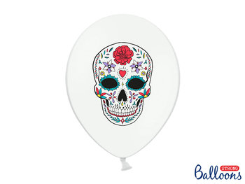 Balony lateksowe, "Dia de los Muertos", 12", białe, 50 sztuk - PartyDeco