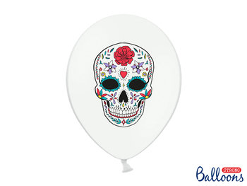 Balony lateksowe, "Dia de los Muertos", 12", białe, 6 sztuk - Strong