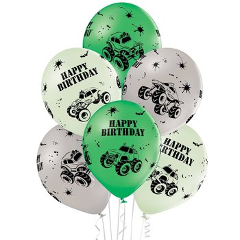 Balony lateksowe Happy Birthday Monster truck 30 cm, 6 szt