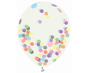 Balony lateksowe, kolorowe konfetti, 12", transparentne, 4 sztuki - Gemar