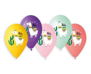 Balony lateksowe, lama i kaktusy, 13", mix, 5 sztuk - Gemar