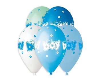 Balony lateksowe Premium, It's a Boy, 13", mix, 5 sztuk