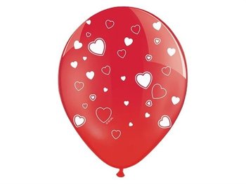 Balony lateksowe, serca, czerwone, 30 cm, 6 sztuk - PartyDeco