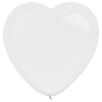 Balony Lateksowe Serca Pastel biały 30cm, 50 szt. - Amscan