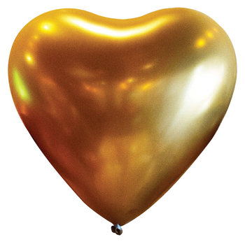 Balony Lateksowe Serca Satin Luxe Chrome Złote 30cm, 50 szt. - Amscan