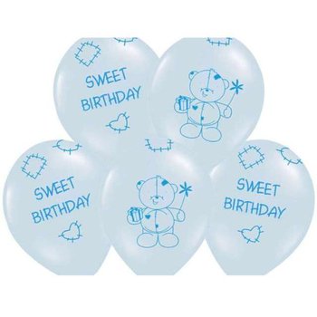 Balony lateksowe, Sweet birthday, 14", niebieskie, 6 sztuk - Strong