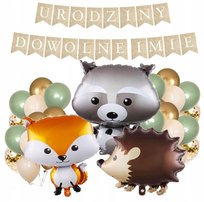 BALONY leśne zwierzątka WOODLAND baner IMIĘ