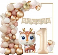 Balony Łuk Woodland Dziki Róż Dekoracje Na Roczek Zestaw Pierwsze Urodziny